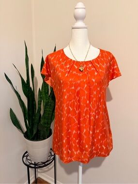 Boden | Vibrant Orange Cap Sleeve Printed Blouse